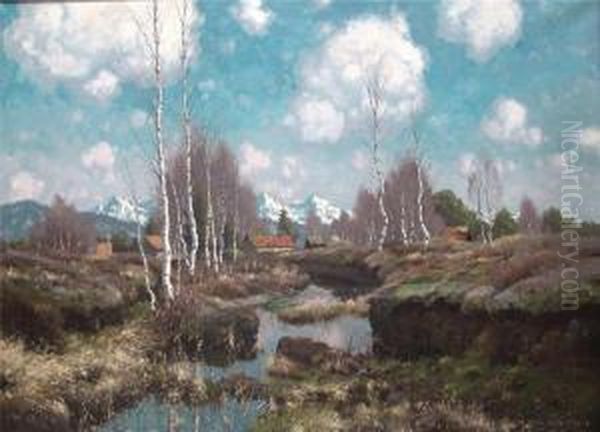 Im Dachauer Moor Oil Painting by Karl Schaette