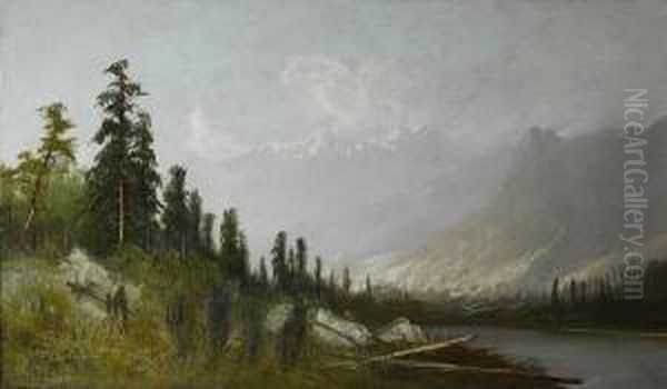 A Sierra Lake With Snow-capped Peaks Beyond Oil Painting by Frederick Ferdinand Schafer