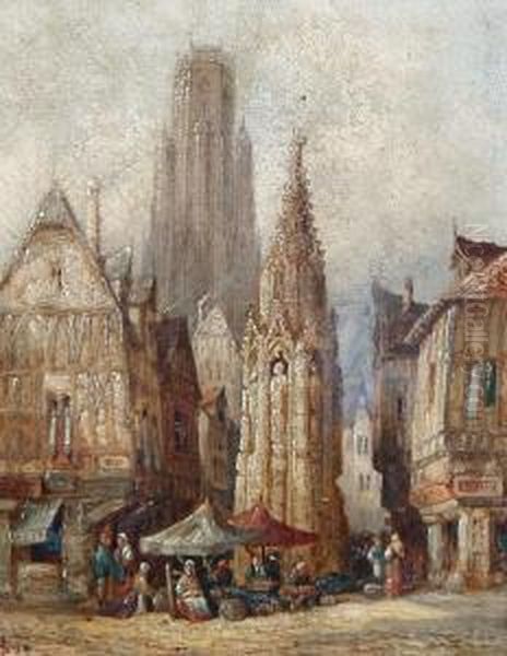 La Croix De St Pierre, Rouen Oil Painting by Henry Schafer