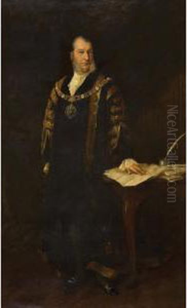 Portrait Of Joseph Clarke, Lord Mayor Of London Oil Painting by Henry Thomas Schafer