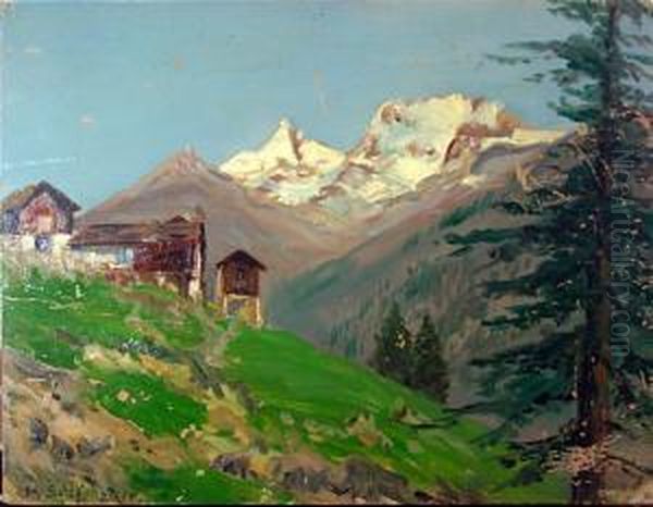 Paesaggio Di Montagna Oil Painting by Otto Schaffenakor