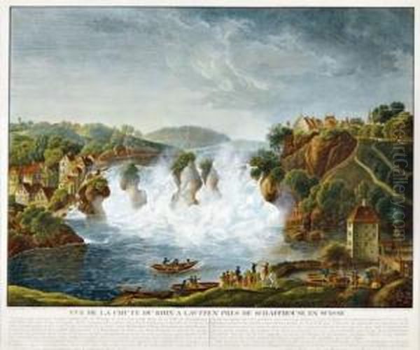 Vue De La Chute Du Rhin A Lauffen Oil Painting by Johann Jacob Schalch