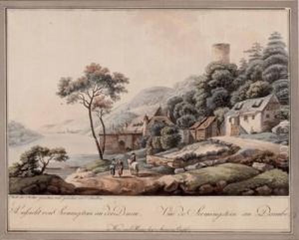 Ansicht Von Sarmingstein An Der Donau Oil Painting by Carl Philipp Schallhas