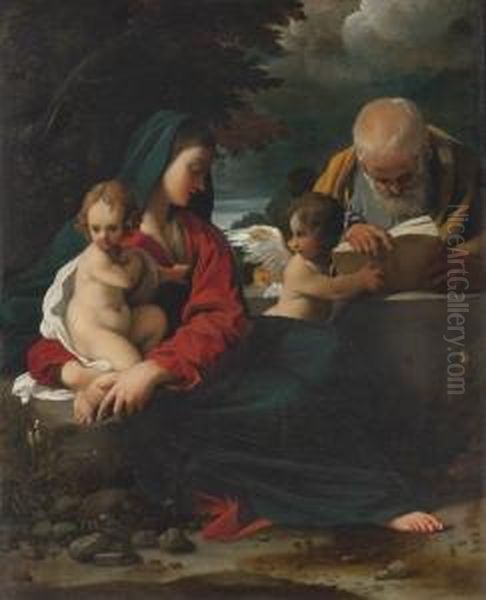 The Rest On The Flight Into Egypt Oil Painting by Bartolomeo Schedoni