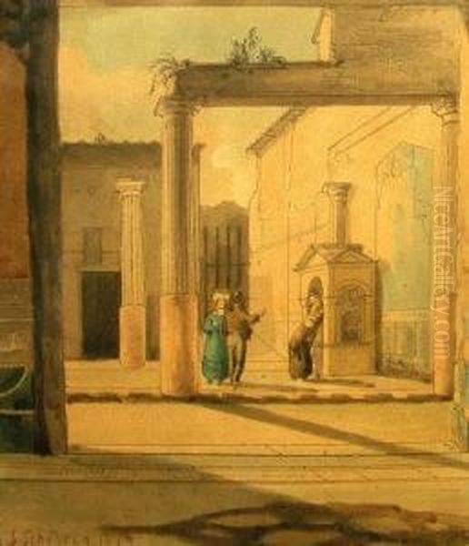 Figures
Gathered At A Well In An Italianate Courtyard Scene Oil Painting by Silvestro Feodorov. Schedrin