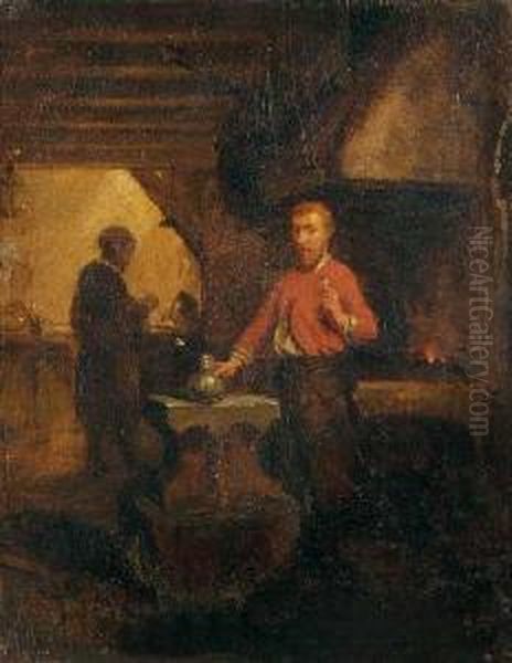 In Der Schmiede Oil Painting by Hendricus Johannes Scheeres