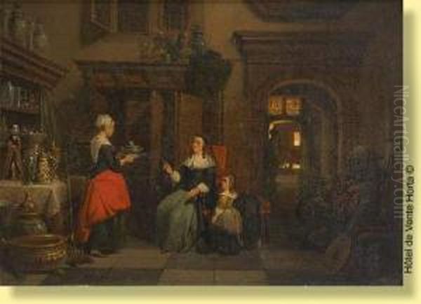 Preparatifs Du Repas Festif Oil Painting by Hendricus Johannes Scheeres