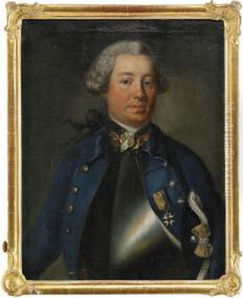 Portratt Forestallande Majoren Och Adelsmannen Arvid Reinhold Von Gardemein Oil Painting by Johan Henrik Scheffel