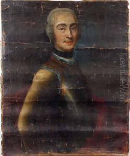 Portratt Av Svensk Officer Oil Painting by Johan Henrik Scheffel