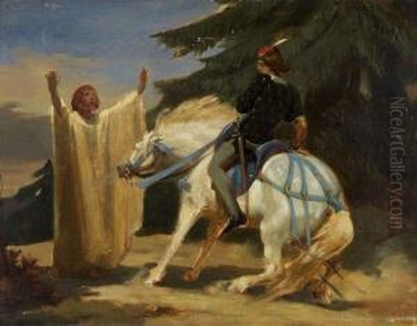 Homme Arretant Un Cavalier Oil Painting by Ary Scheffer