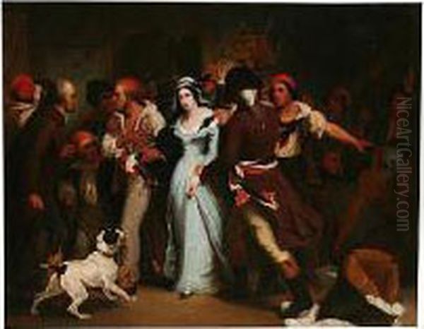 The Arrest Of Charlotte Corday Oil Painting by Henry Schaffer