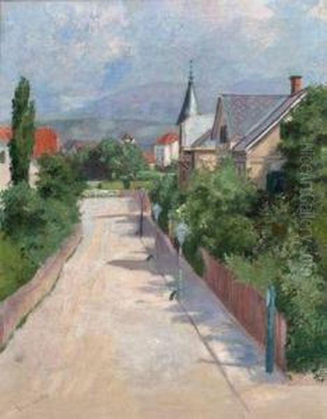 Strase In Baden Bei Wien Oil Painting by Robert Scheffer