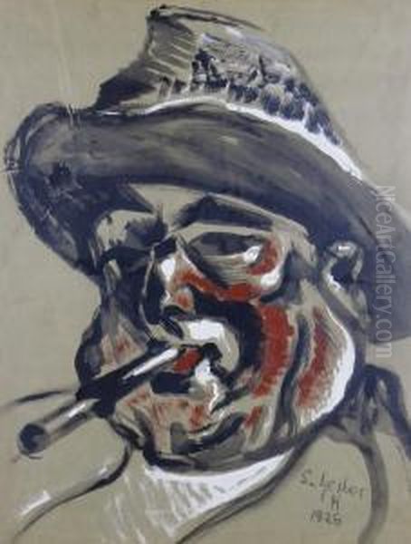 Self Portrait Oil Painting by Hugo Scheiber