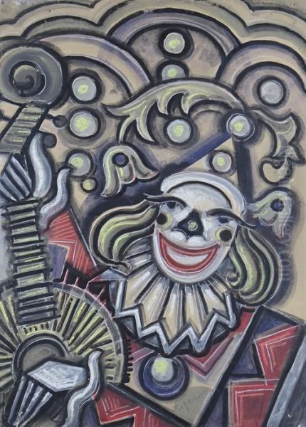 Clown Oil Painting by Hugo Scheiber