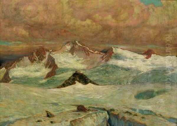 Stubaieralpen Oil Painting by Leopold Scheiring