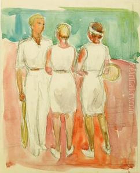 Tennisspieler Um 1925 Oil Painting by Karl Scheld