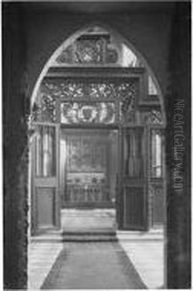 View Towards The Altar, Durham Cathedral, Circa 1905 Oil Painting by Frederick B. Schell