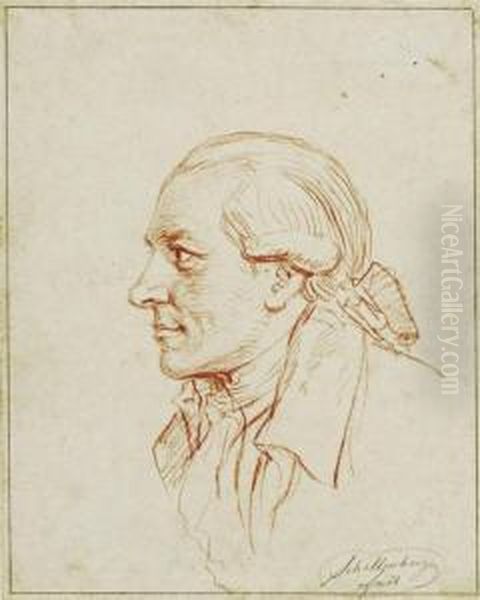 Male Portrait In Profile To The Left Oil Painting by Johann Ulrich Schellenberg