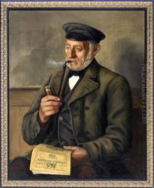 Halbportrait Eines Sitzenden Oil Painting by August Scheller