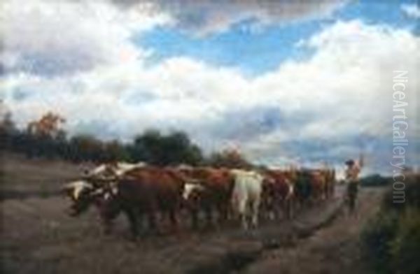 The Bullock Team Oil Painting by Jan Hendrik Scheltema