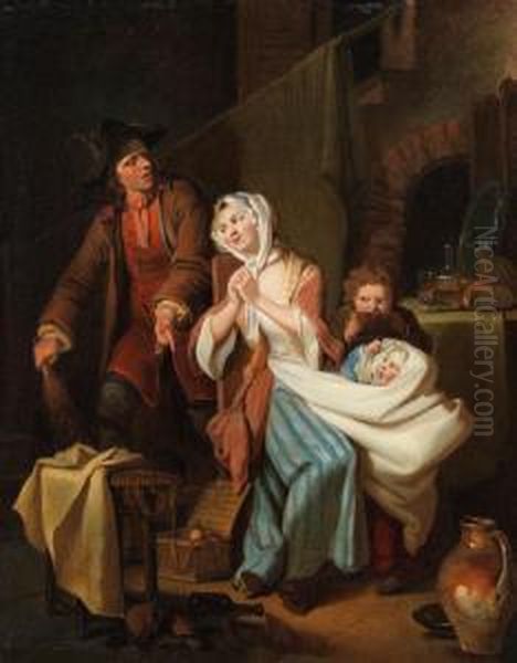 Die Gestorte Familienidylle In Der Kinderstube Oil Painting by Johann Eleazar Schenau