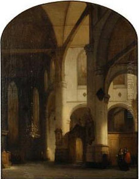 Interior Of Sint Janskerk Church Ingouda Oil Painting by Jan Jacob Schenkel