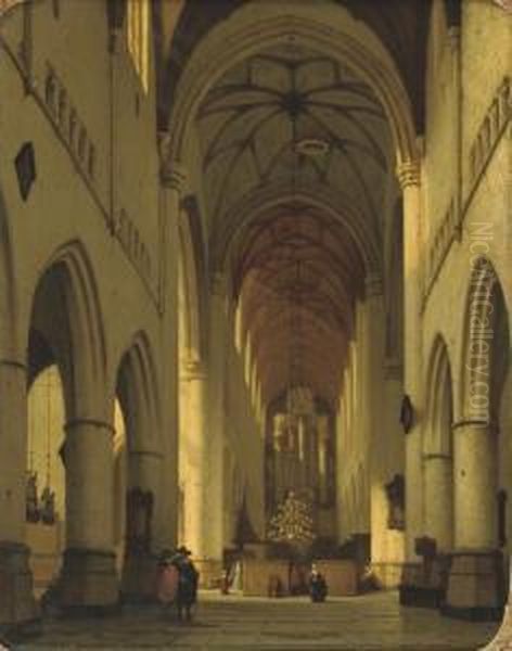 The Interior Of Saint Bavo's, Haarlem Oil Painting by Jan Jacob Schenkel