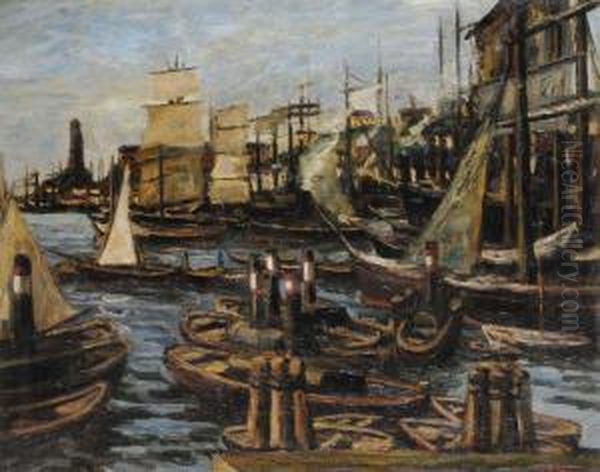 Porto Di Genova Oil Painting by Fritz Scherer