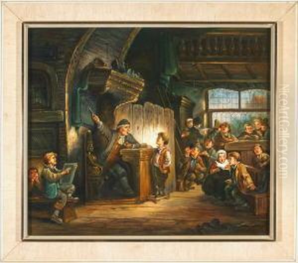 Musikunterricht In Der Dorfschule Oil Painting by Johann Ii Scherer