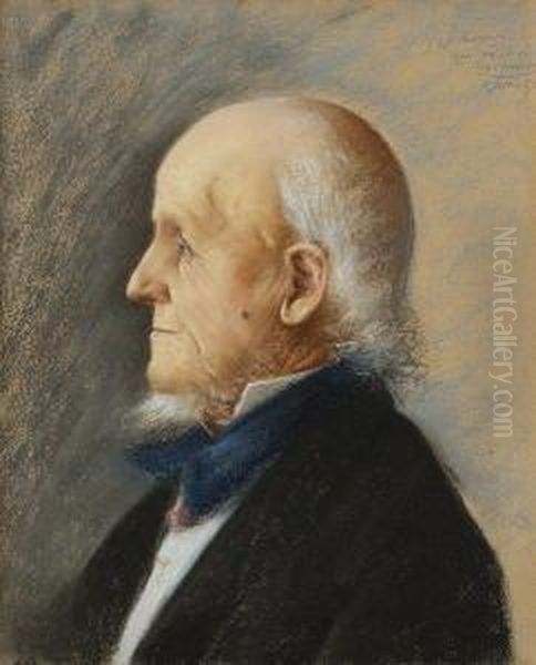 Portrait D'un Vieil Homme De Profil Oil Painting by Jean Jacques Scherrer