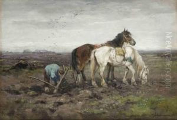 Working The Land Oil Painting by Johan Frederik Corn. Scherrewitz