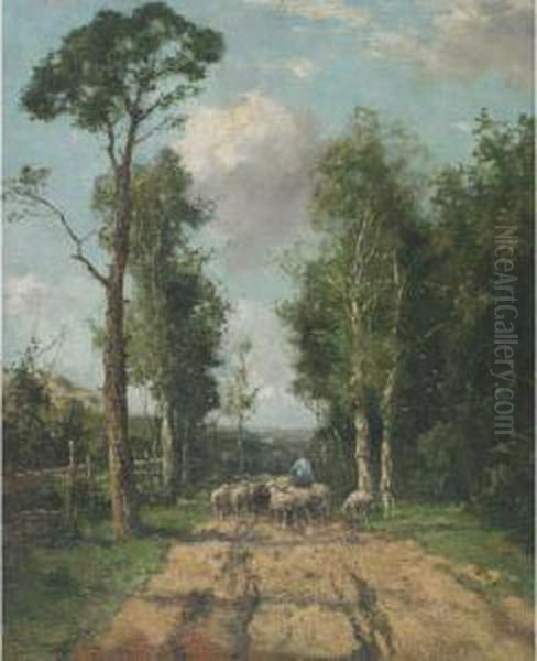 Leading The Flock To Pasture by Johan Frederik Corn. Scherrewitz