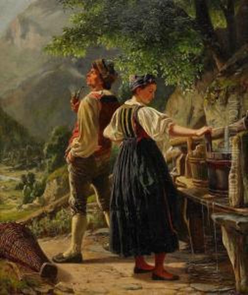 The Lovers Quarrel Oil Painting by Joseph Schex