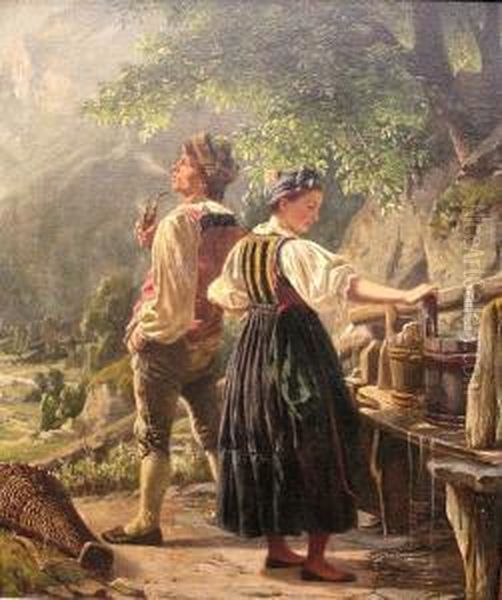 The Lovers' Quarrel Oil Painting by Joseph Schex