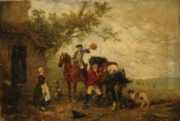 The Stirrup Cup Oil Painting by Julius Schgoer