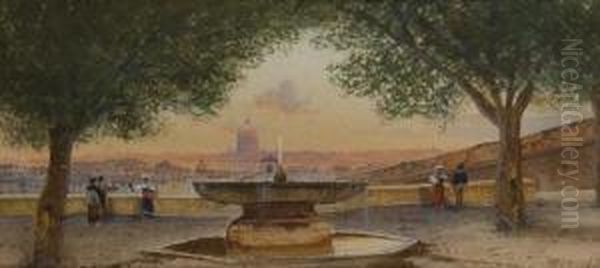 La Fontana Di Villa Medici Oil Painting by Federico Schianchi