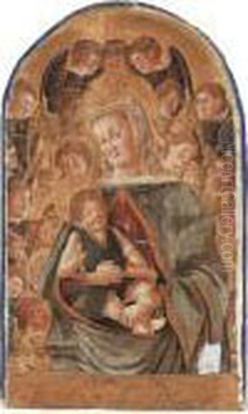 The Madonna And Child With Angels Oil Painting by Giorgio Schiavone