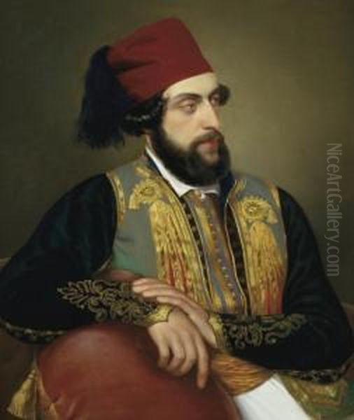 Ritratto Maschile In Costume Greco Oil Painting by Felice Schiavoni