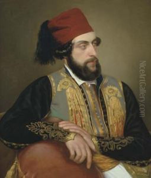 Ritratto Maschile In Costume Greco Oil Painting by Felice Schiavoni