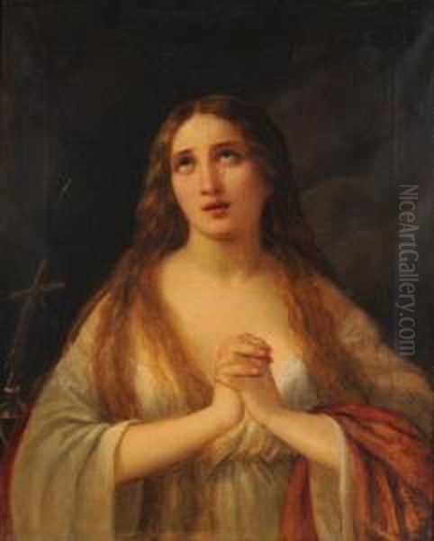 La Maddalena In Preghiera Oil Painting by Natale Schiavoni