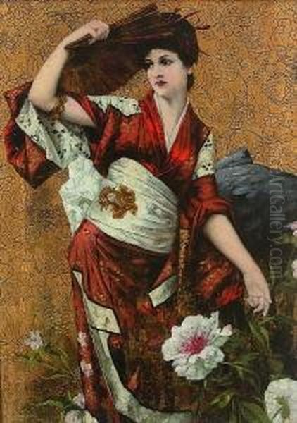 Japanerin Oil Painting by Franz Schier