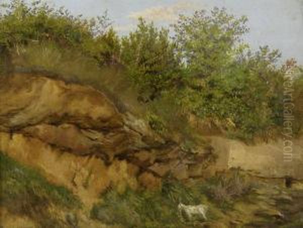 Sommerliche Landschaft Mit Erdhang Oil Painting by Traugott Schiess