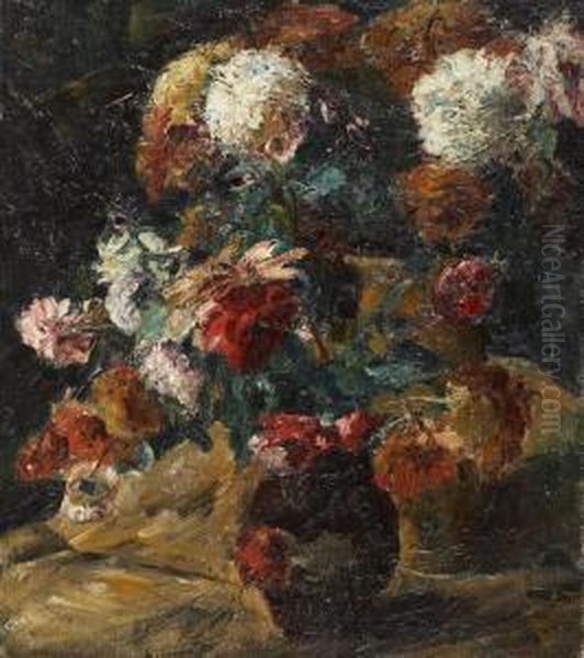 Blumenstillleben Oil Painting by Albert Schiestl-Arding