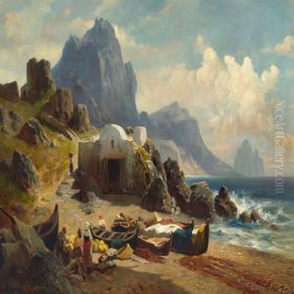 View Of Marina Piccola, Capri Oil Painting by Robert August Rudolf Schietzold