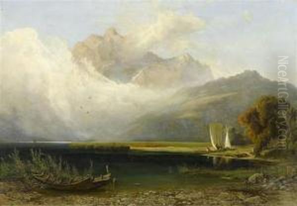 View Of The Lake Of Four Cantons Oil Painting by Jost Joseph Niklaus Schiffmann