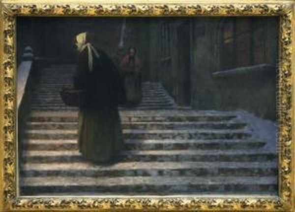 Na Zameckych Schodech Oil Painting by Jakub Schikaneder