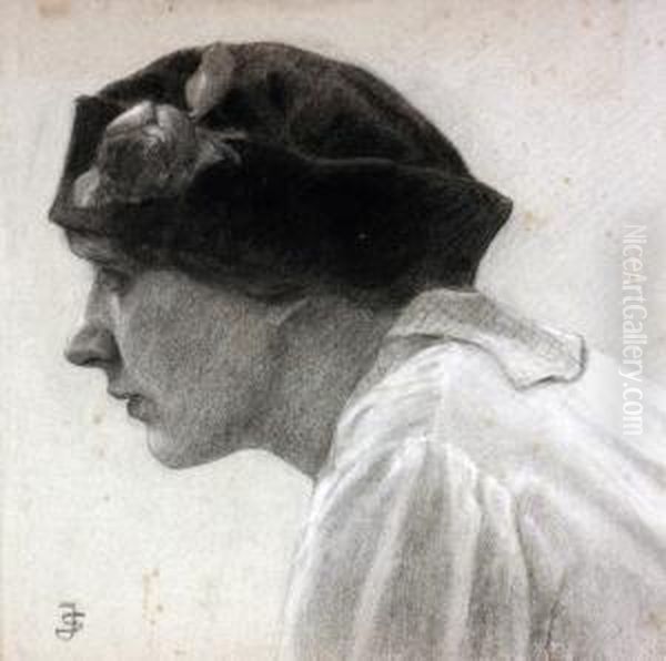 Jakub - Woman In Cap Oil Painting by Jakub Schikaneder