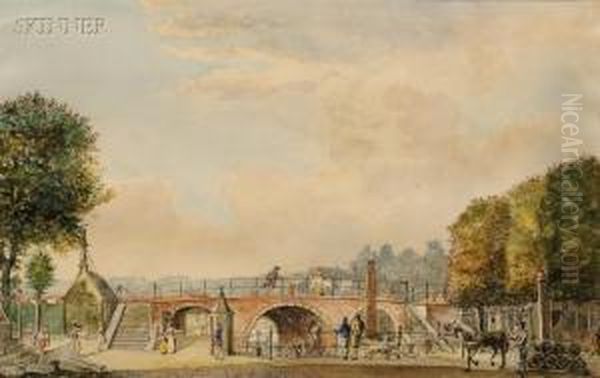 Bridge Over The Keizersgracht Canal Oil Painting by Franz Schikkinger