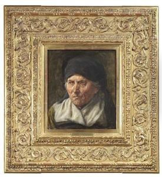 Portrait Of An Elderly Countrywoman. Oil/canvas, Signed. Cf. Boetticher, Friedrich Von, Malerwerke Des 19. Jahrhunderts, Volume Ii,2, P. 556 Schildknecht No. 1 by Georg Schildknecht