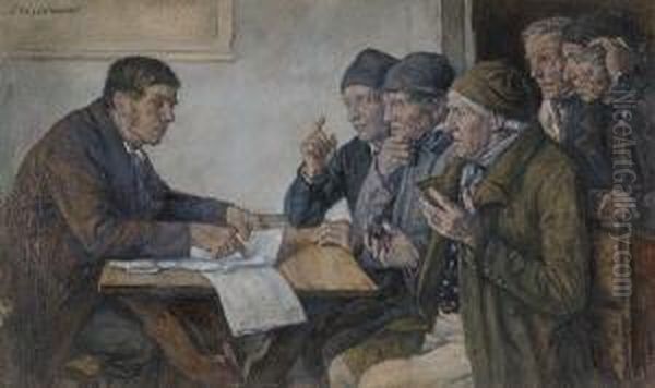 Rechtsberatung. Oil Painting by Georg Schildknecht